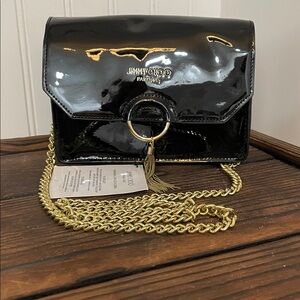 NWT Jimmy Choo Limited Promotional Black Patent Leather Bag with Gold Chain